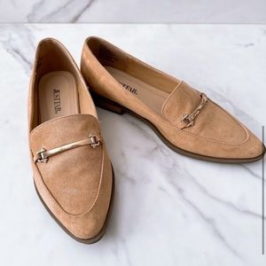 Justfab Adrina Tan Brown Gold Accent Loafer Oxford Shoes 6